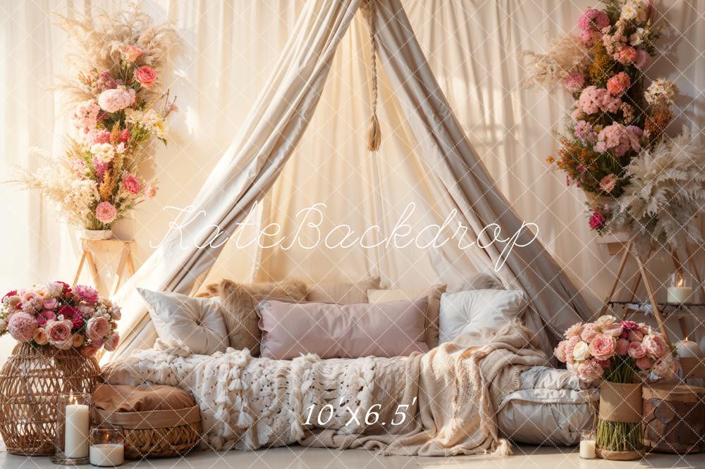 Kate Boho Flowers Sofa Backdrop Designed by Emetselch