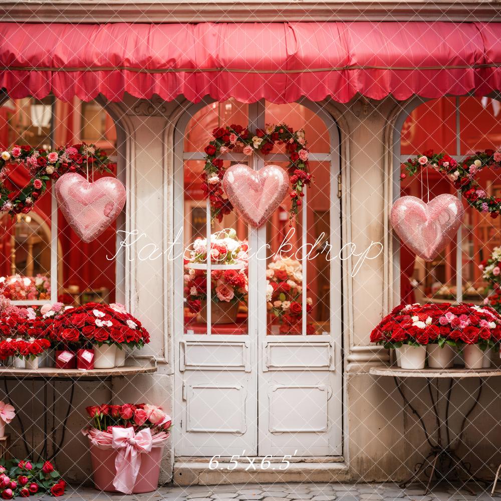 Sfondo di negozio di fiori di San Valentino rosso di Kate progettato da Chain Photography