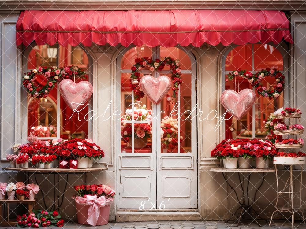 Sfondo di negozio di fiori di San Valentino rosso di Kate progettato da Chain Photography