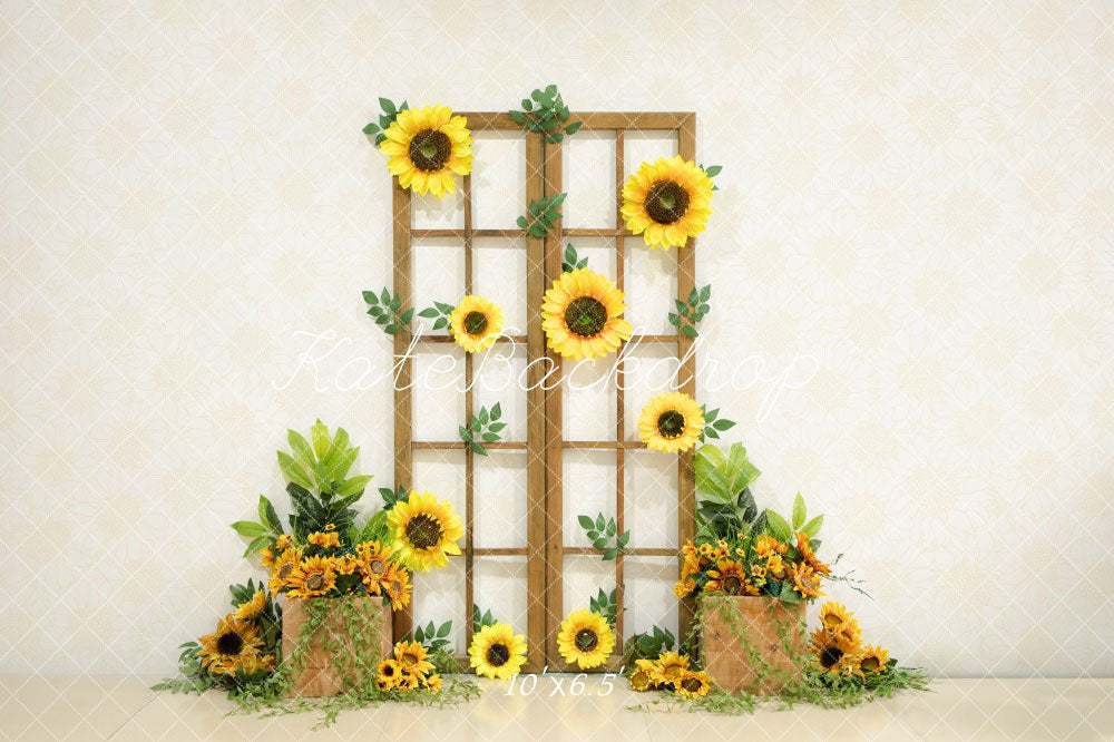 Fondo de puerta de madera de girasol de verano diseñado por Emetselch