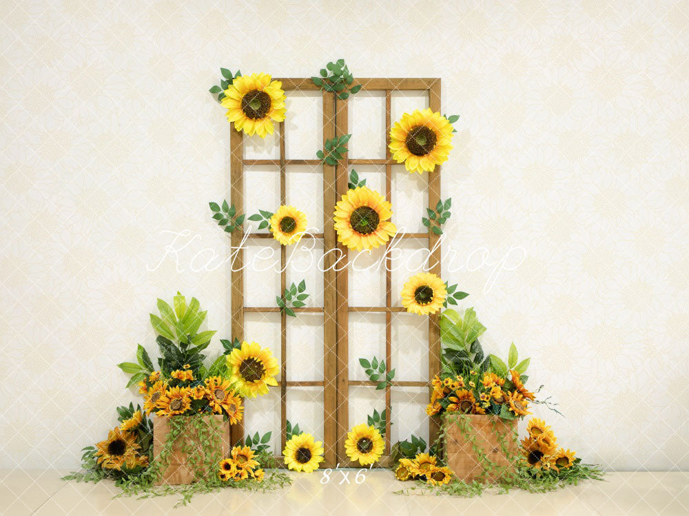 Fondo de puerta de madera de girasol de verano diseñado por Emetselch