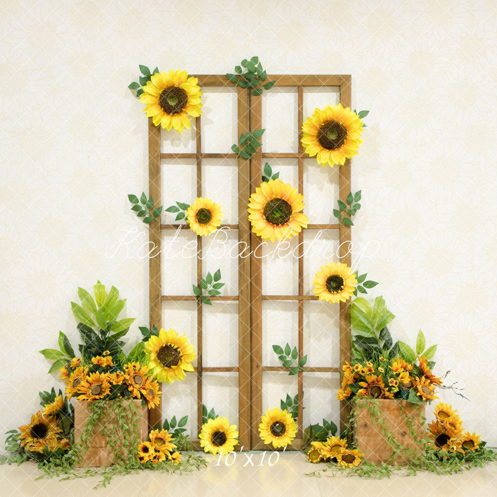 Fondo de puerta de madera de girasol de verano diseñado por Emetselch