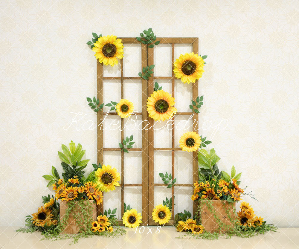 Fondo de puerta de madera de girasol de verano diseñado por Emetselch