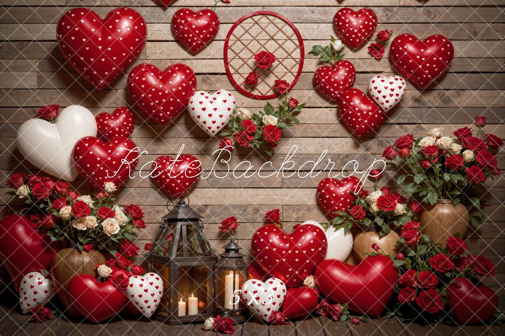 Valentijnsdag Liefde Ballonnen Bloemen Achtergrond Ontworpen door Emetselch