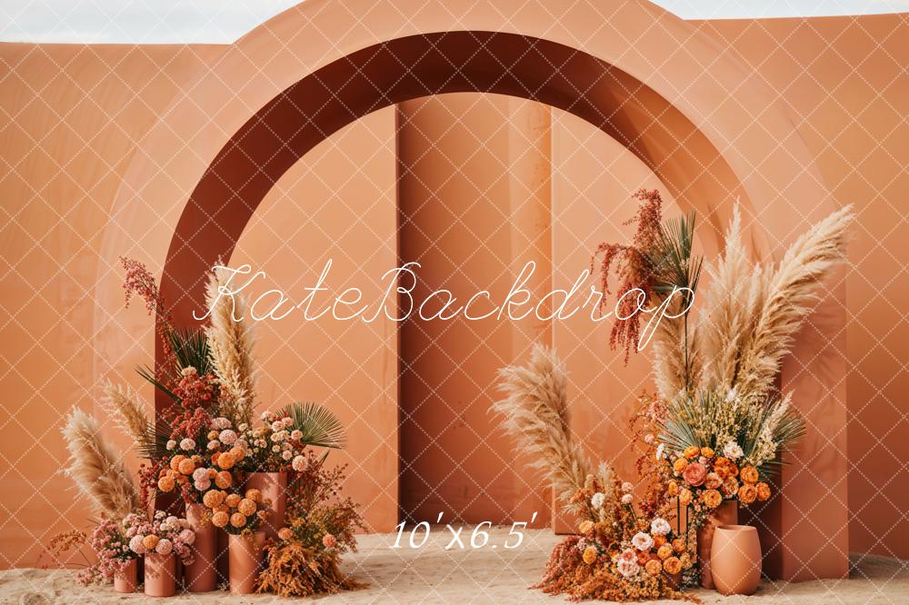 Boho Flowers Orange Arch Backdrop Progettato da Emetselch