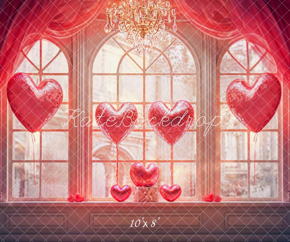 Sfondo della stanza con finestra a palloncini d'amore progettato da Chain Photography
