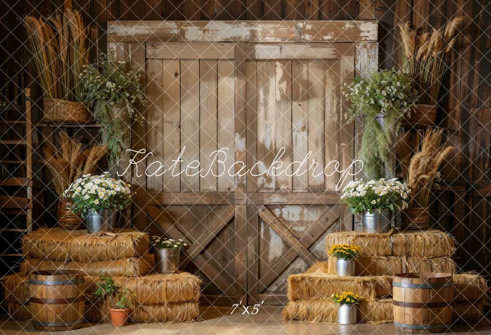 Kate Wooden Door Haystack Green Plant Room Backdrop Designed by Emetselch