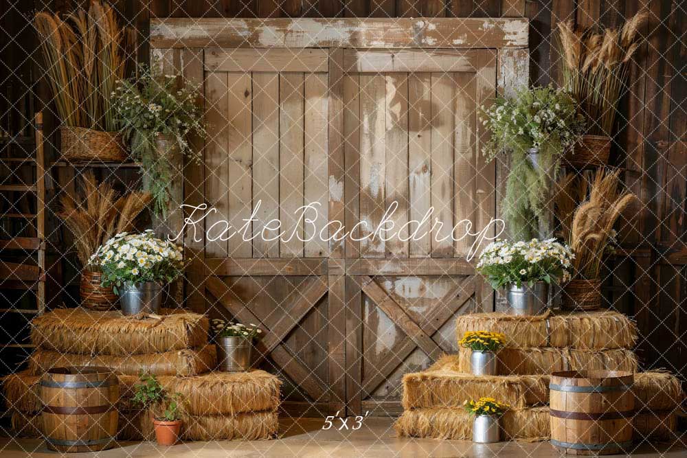 Kate Wooden Door Haystack Green Plant Room Backdrop Designed by Emetselch