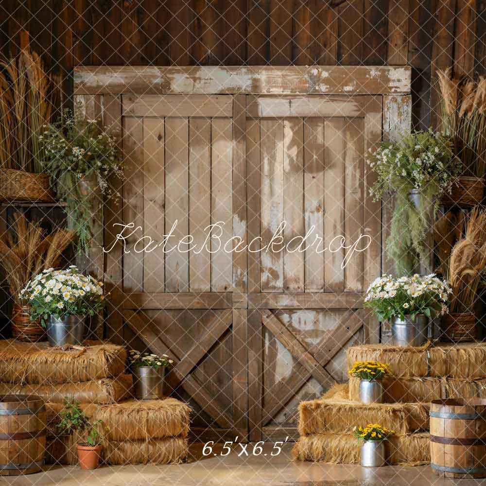 Kate Wooden Door Haystack Green Plant Room Backdrop Designed by Emetselch