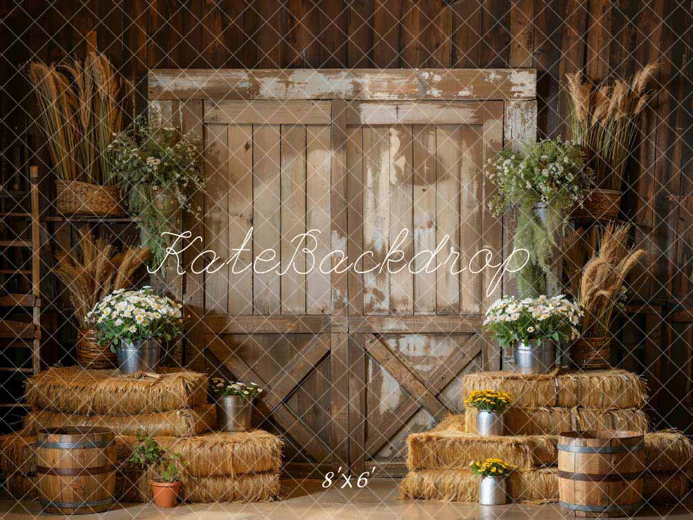 Kate Wooden Door Haystack Green Plant Room Backdrop Designed by Emetselch