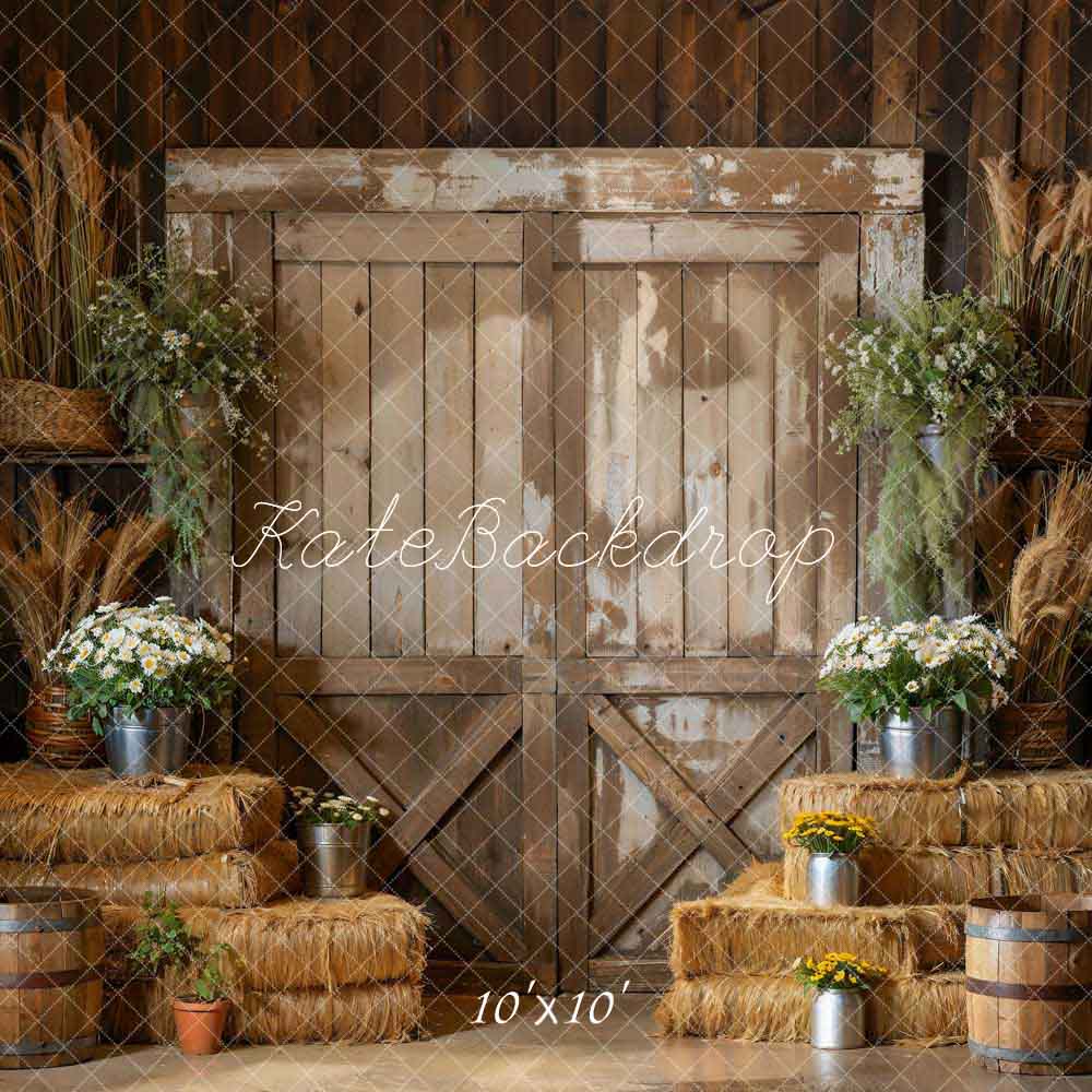 Kate Wooden Door Haystack Green Plant Room Backdrop Designed by Emetselch