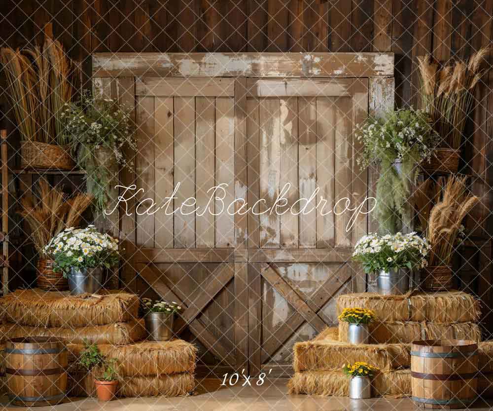 Kate Wooden Door Haystack Green Plant Room Backdrop Designed by Emetselch