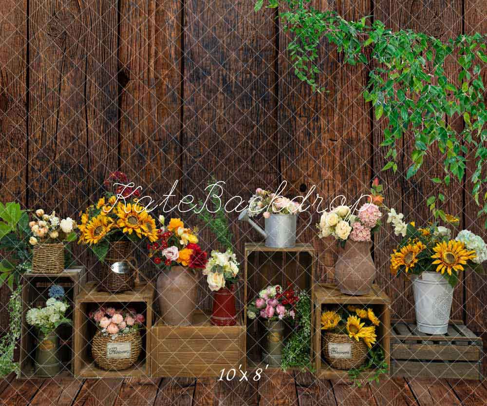 Kate Spring Wooden Wall Flowers Backdrop Designed by Emetselch