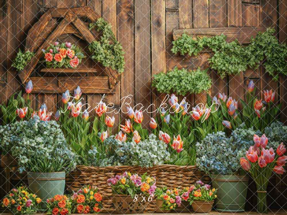 Puerta de fondo de fragante flor de tulipán de primavera diseñada por Emetselch