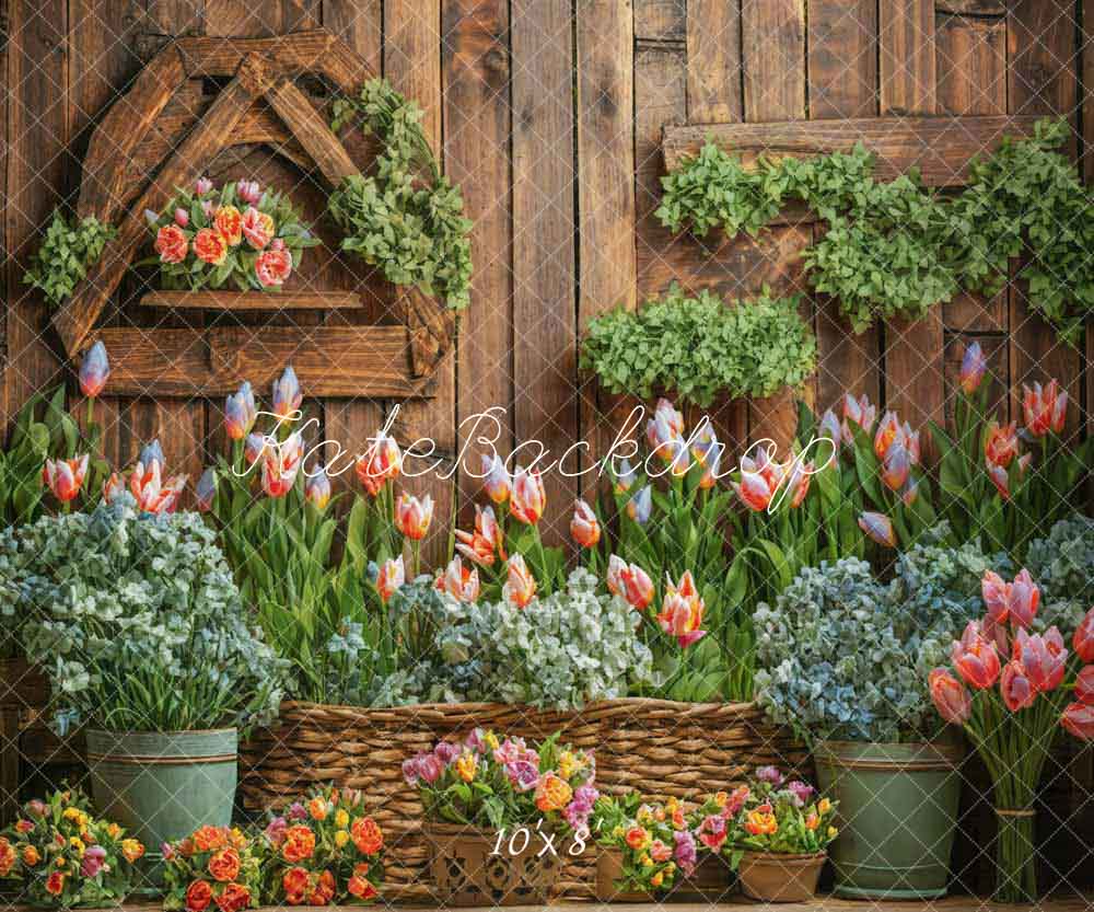 Puerta de fondo de fragante flor de tulipán de primavera diseñada por Emetselch