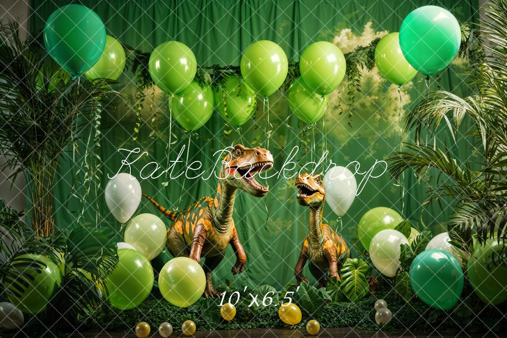 Fondo de globos verdes y dinosaurios diseñado por Emetselch