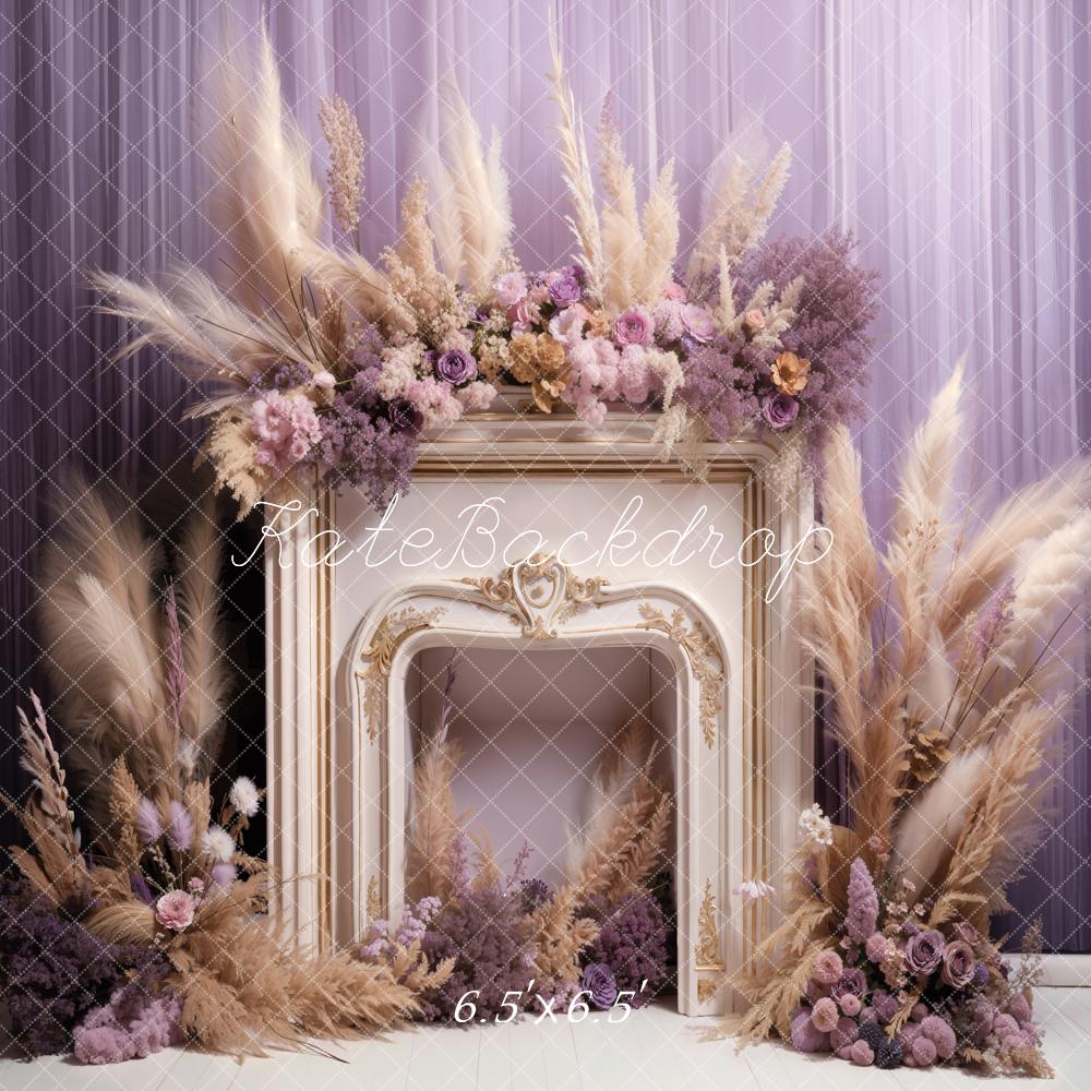 Kate Spring Fresh Flowers Reed Fireplace Backdrop Designed by Emetselc