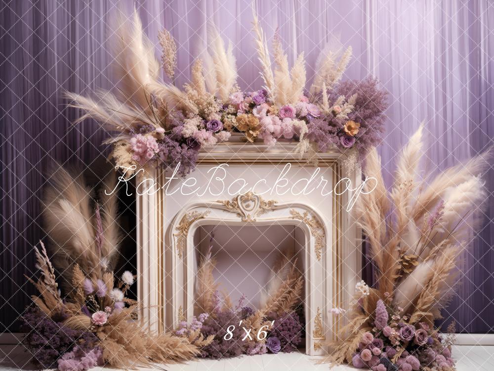 Kate Spring Fresh Flowers Reed Fireplace Backdrop Designed by Emetselch