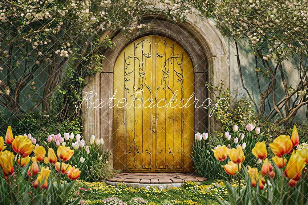 Fondo de arco de puerta con flores de primavera diseñado por Chain Photography