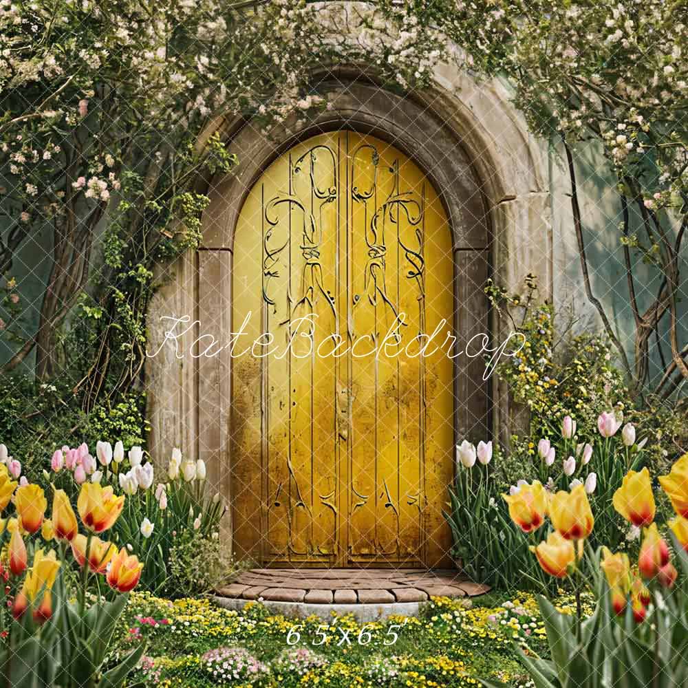 Fondo de arco de puerta con flores de primavera diseñado por Chain Photography