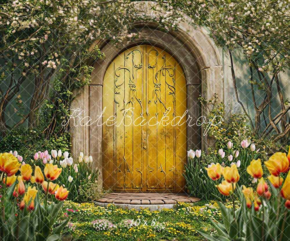 Fondo de arco de puerta con flores de primavera diseñado por Chain Photography