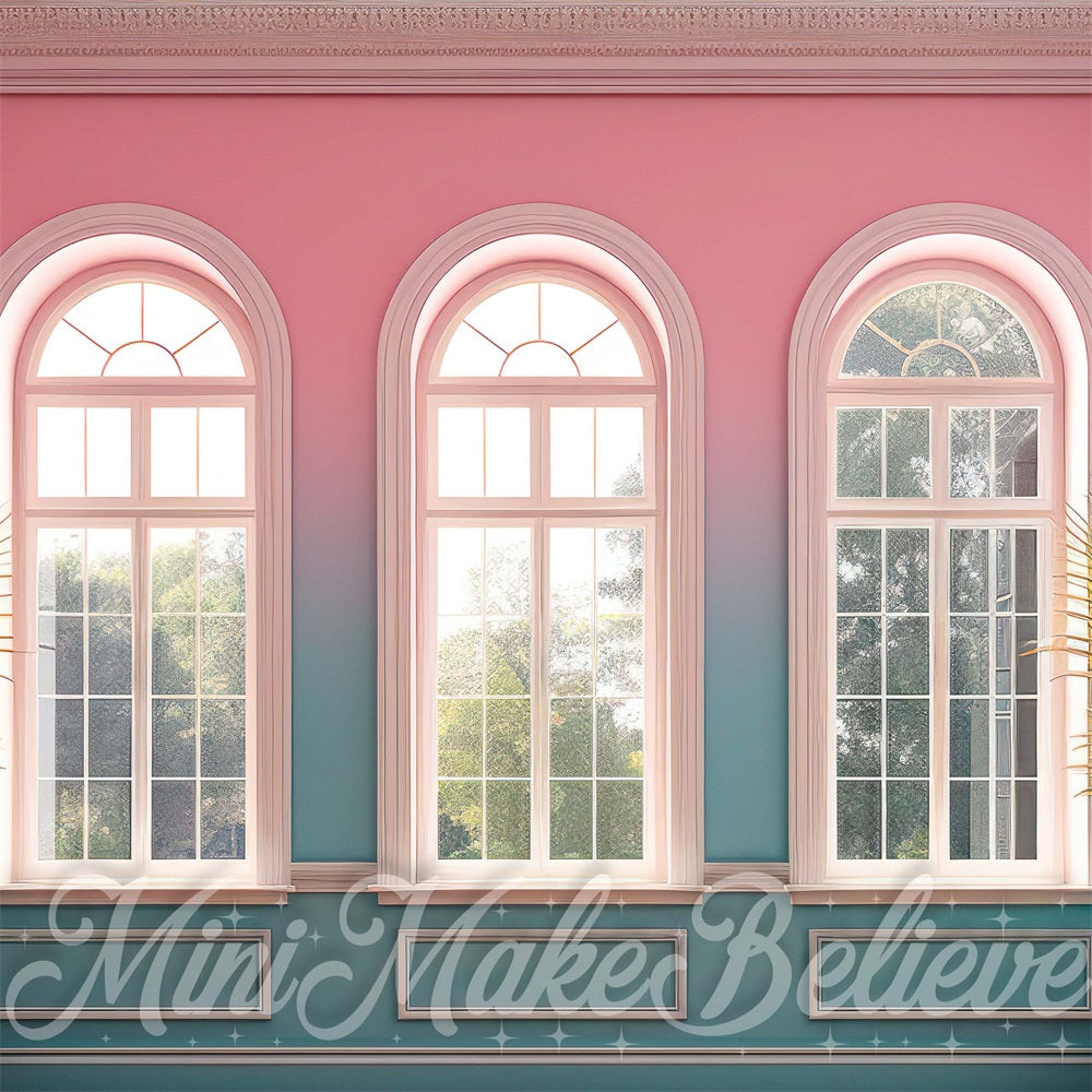 Roze Blauwe Zomerinterieur Foto Achtergrond Ontworpen door Mini MakeBelieve