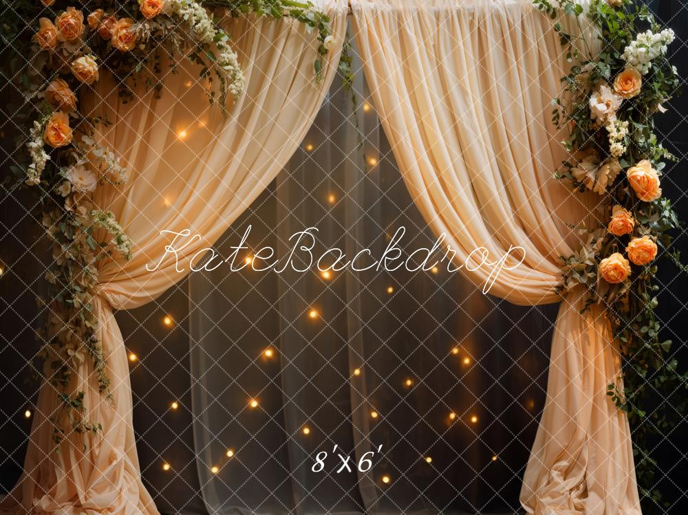 Kate Spring Flower Curtain String Lights Backdrop Designed by Emetselch