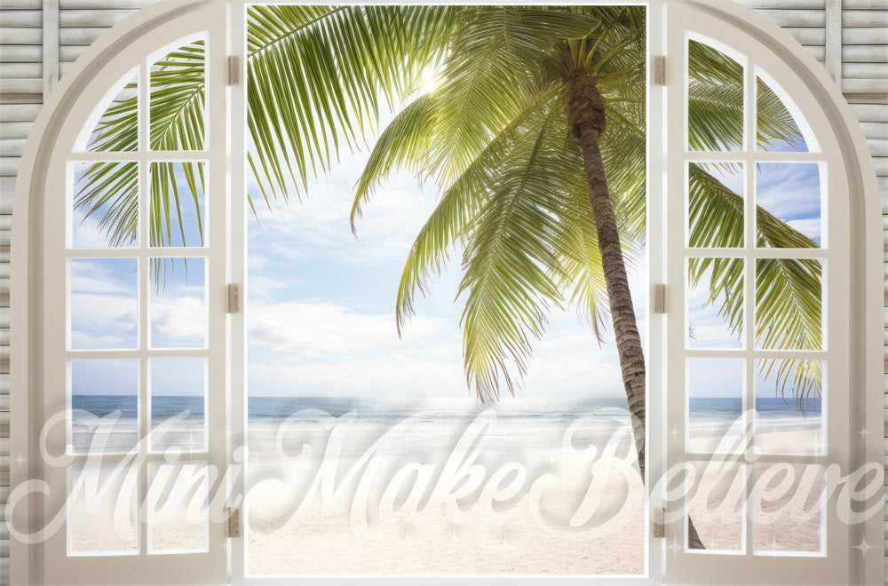 Fondo de ventana interior de la playa de verano diseñado por Mini MakeBelieve