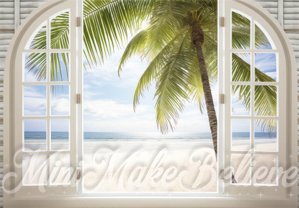 Zomer Strand Interieur Raamachtergrond Ontworpen door Mini MakeBelieve