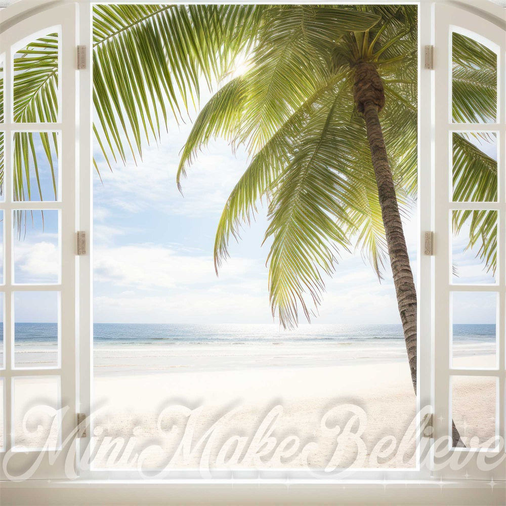 Fondo de ventana interior de la playa de verano diseñado por Mini MakeBelieve