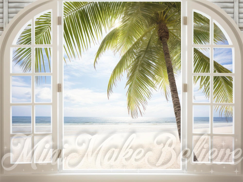 Fondo de ventana interior de la playa de verano diseñado por Mini MakeBelieve