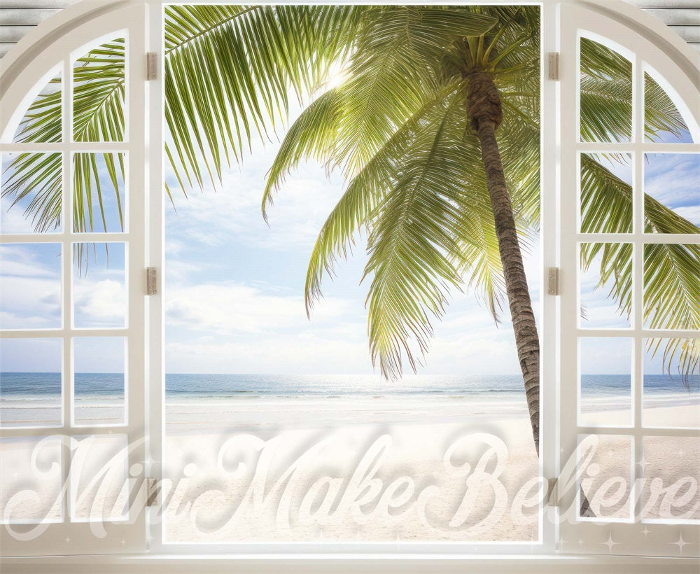 Fondo de ventana interior de la playa de verano diseñado por Mini MakeBelieve