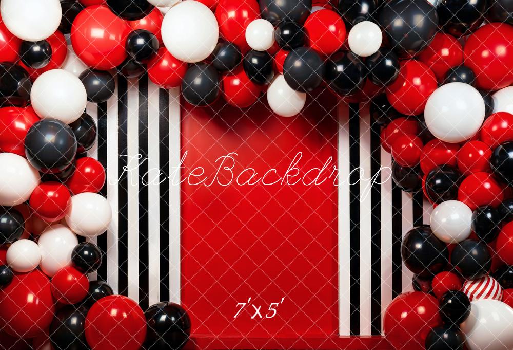 Kate Black and White Red Balloon Wall Backdrop Designed by Emetselch