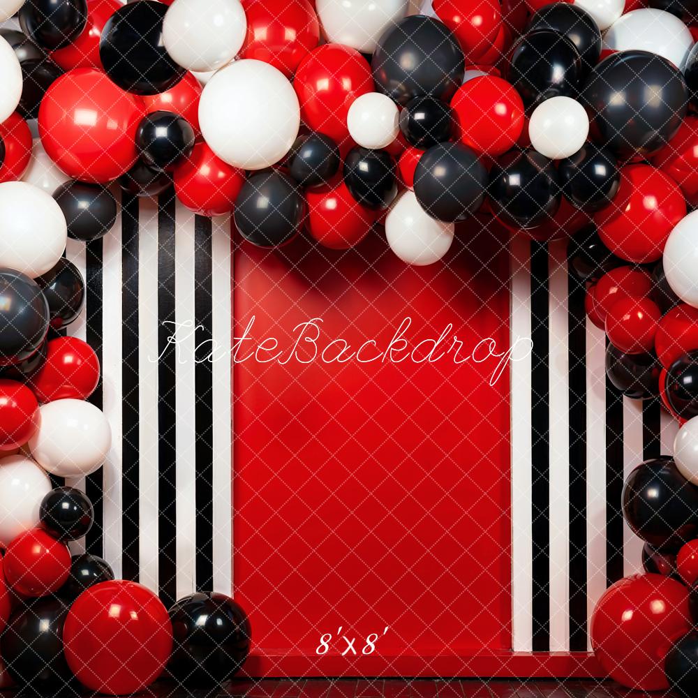 Kate Black and White Red Balloon Wall Backdrop Designed by Emetselch