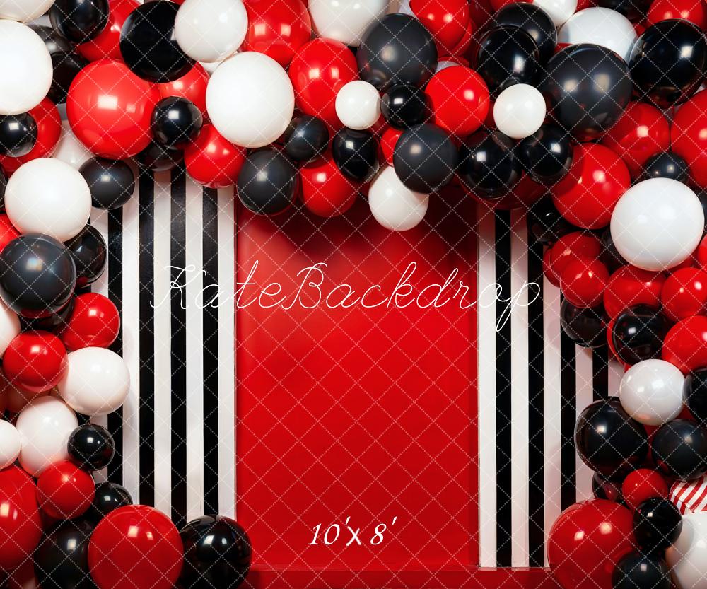 Kate Black and White Red Balloon Wall Backdrop Designed by Emetselch