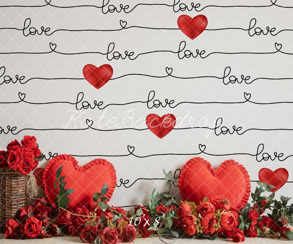 Sfondo a muro con tema San Valentino con roselline progettato da Emetselch