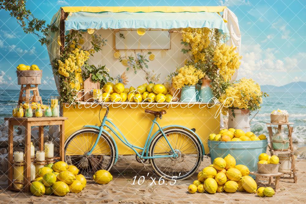 Fondo de bicicleta limonero junto al mar en verano diseñado por Emetselch