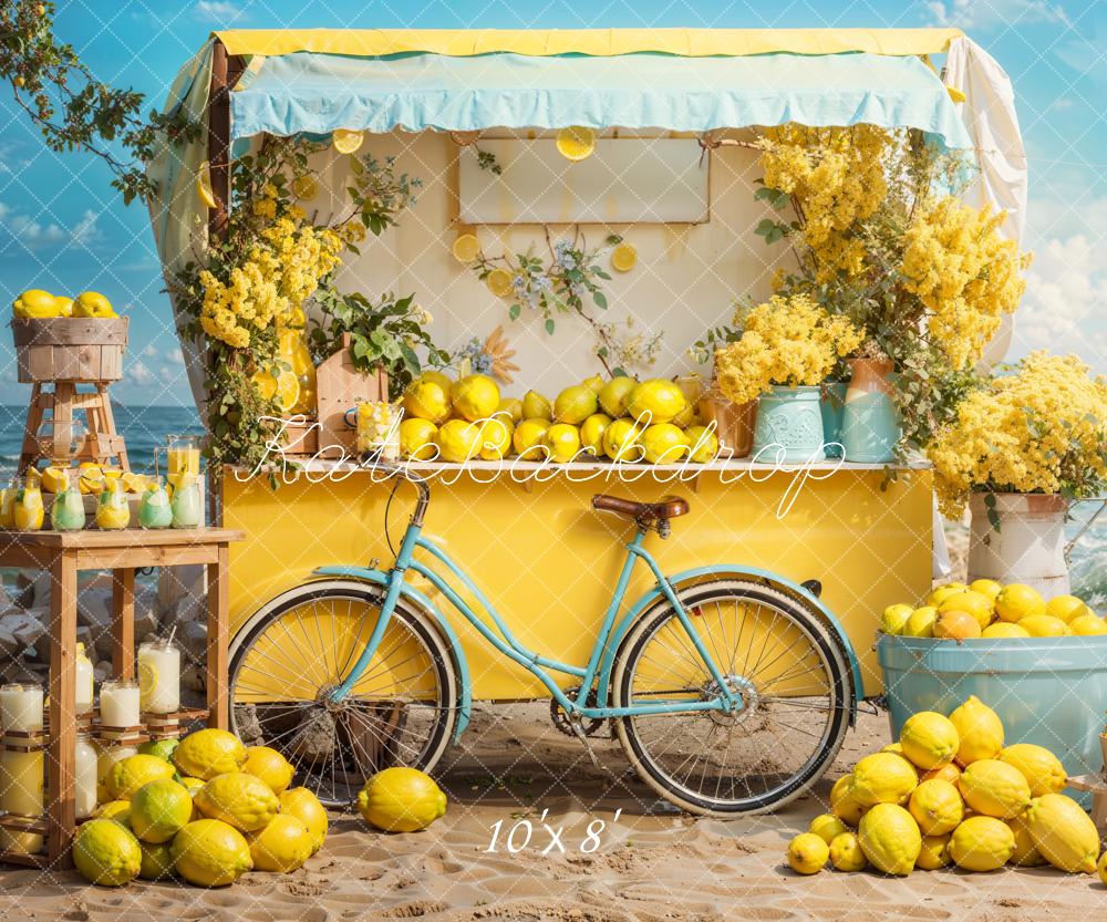 Fondo de bicicleta limonero junto al mar en verano diseñado por Emetselch