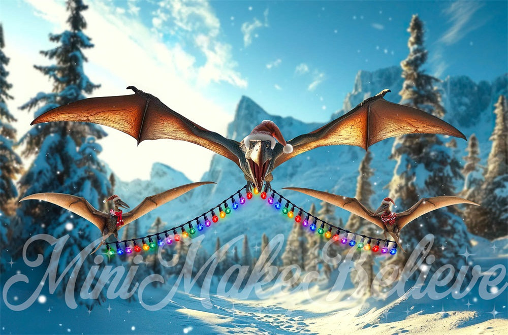 Dino Ptera Christmas Backdrop Disegnato da Mini MakeBelieve