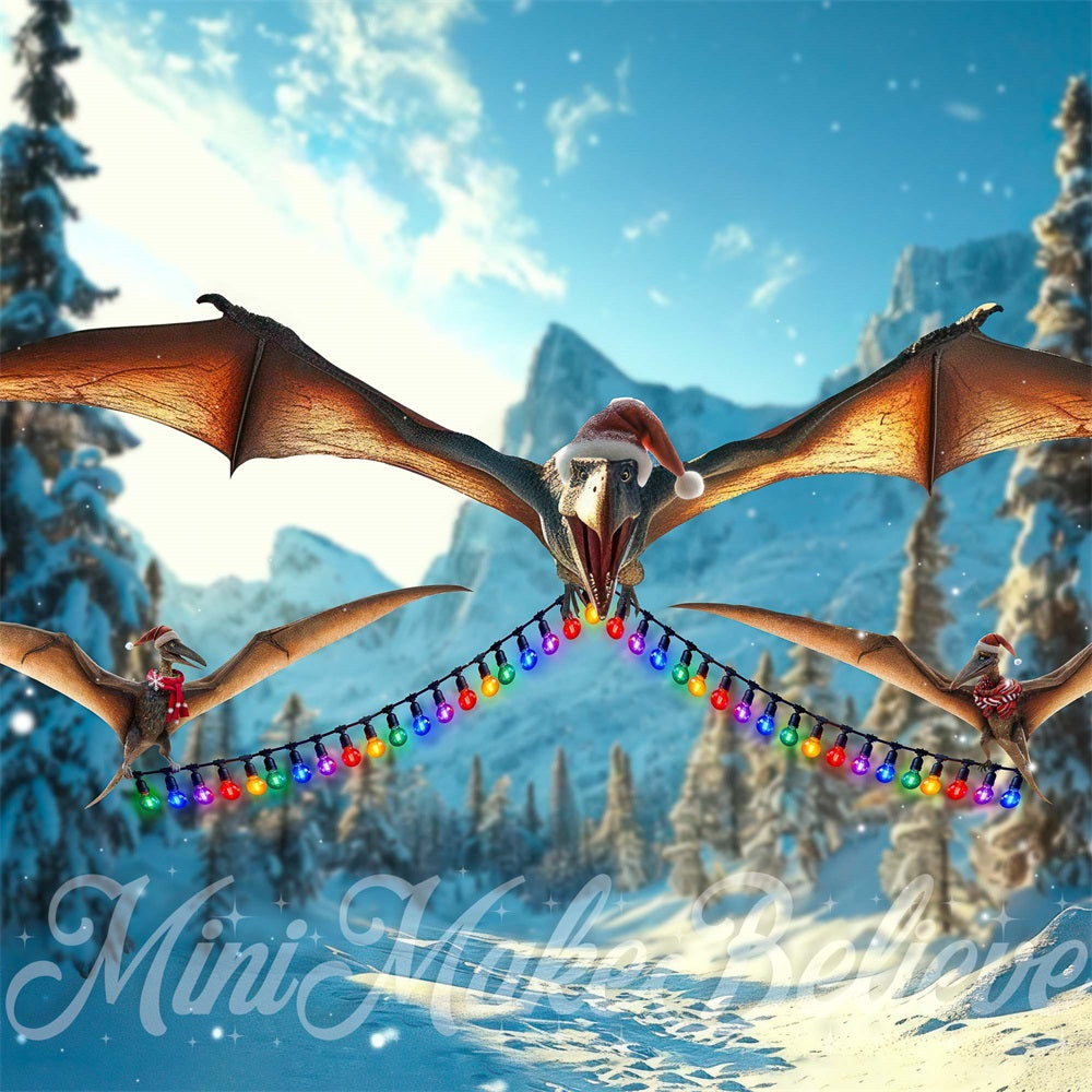 Fondo de Navidad con diseño de mini-makebelieve de dinosaurios Ptera