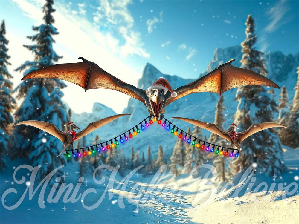 Fondo de Navidad con diseño de mini-makebelieve de dinosaurios Ptera