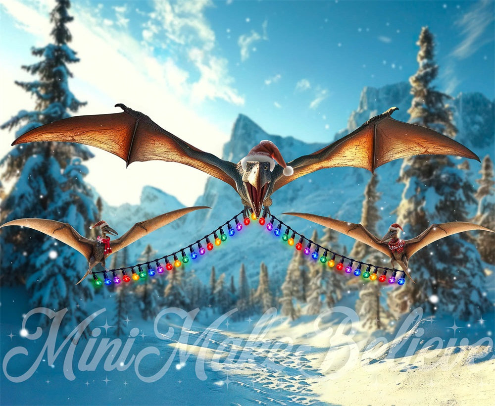 Fondo de Navidad con diseño de mini-makebelieve de dinosaurios Ptera