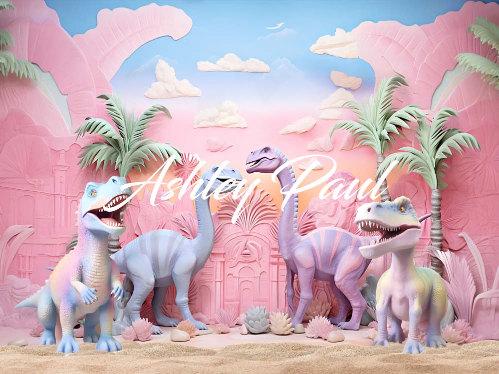 Kate Pink Dinosaur Park Backdrop Designed by Ashley Paul