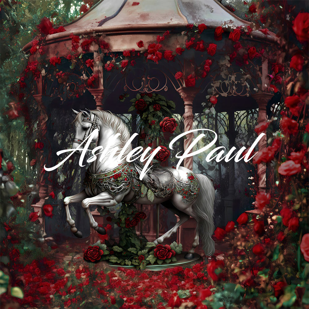Valentijnsdag Rode Roos Trojan Paradise Achtergrond Ontworpen door Ashley Paul