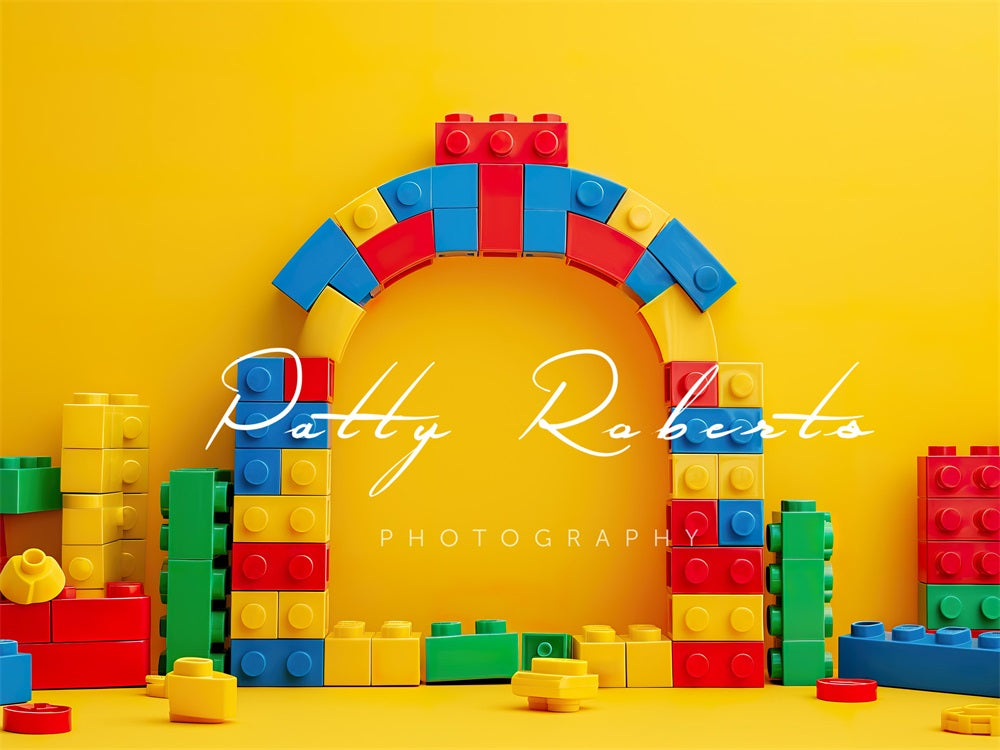 Gele Lego-stenenachtergrond ontworpen door Patty Robert