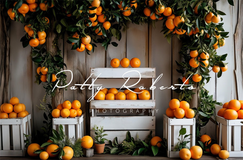 Kate Fall Oranges Stand Backdrop Designed by Patty Robert