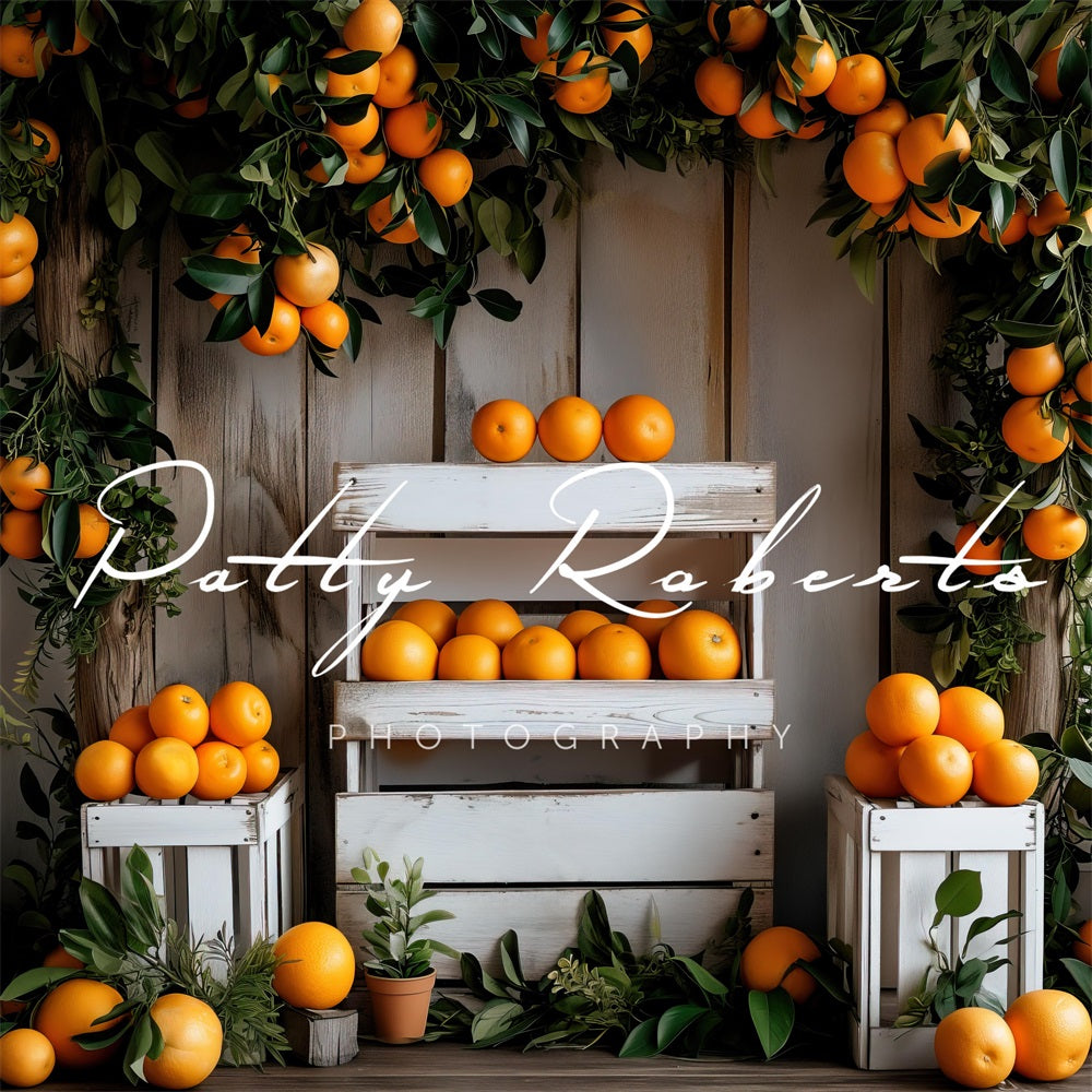 Kate Fall Oranges Stand Backdrop Designed by Patty Robert