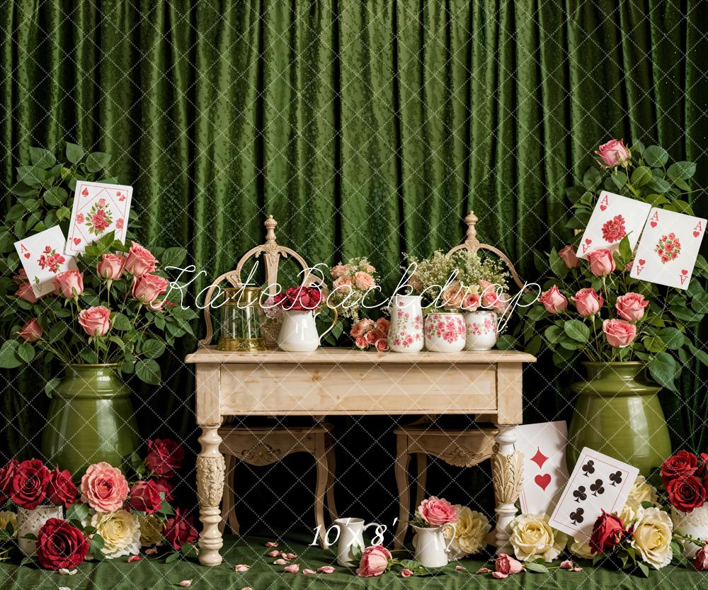 Kate Spring Flowers Wooden Table Playing Cards Backdrop Designed by  Emetselch