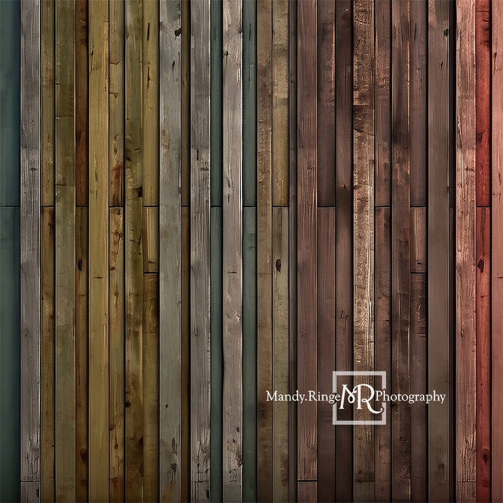 Kate Faded Rustic Rainbow Barn Wood Floor Backdrop Designed by Mandy Ringe Photography