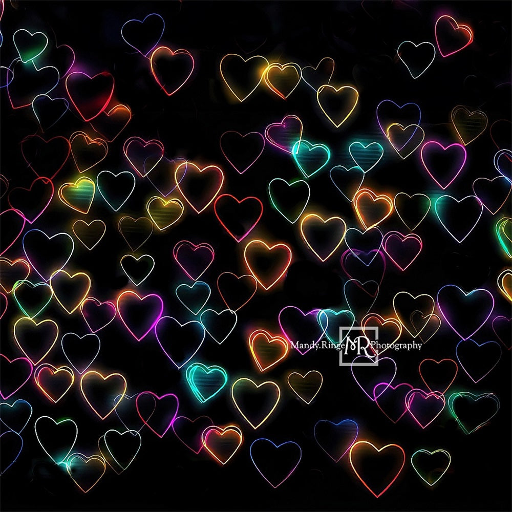 Glowing Retro Neon Hearts Foto Achtergrond Ontworpen door Mandy Ringe Fotografie